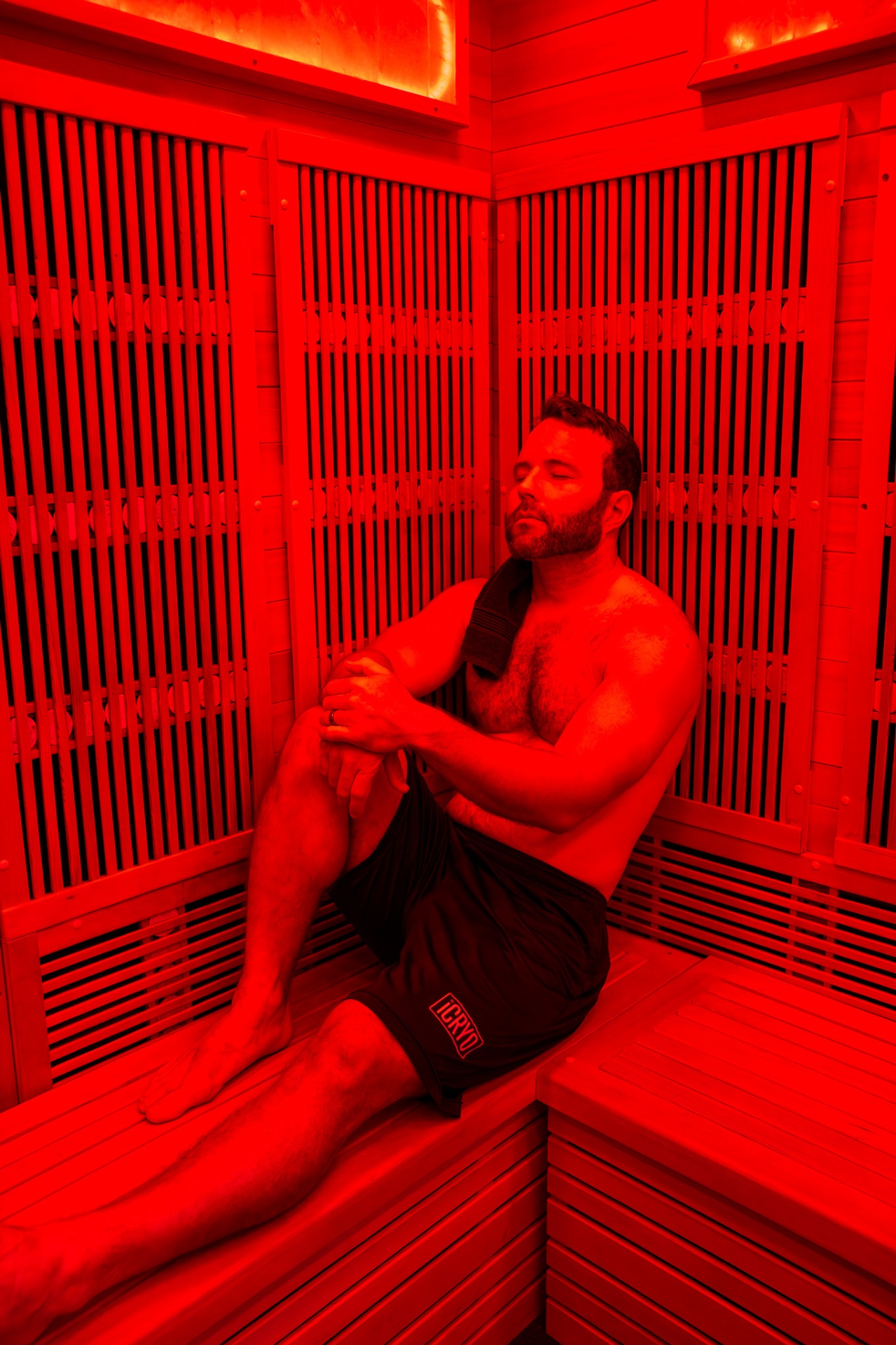Client relaxing in the iCRYO Okatie-Bluffton infrared sauna
